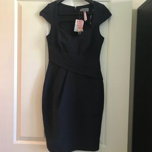 Sweetheart lace trim neck sexy tulip pencil dress